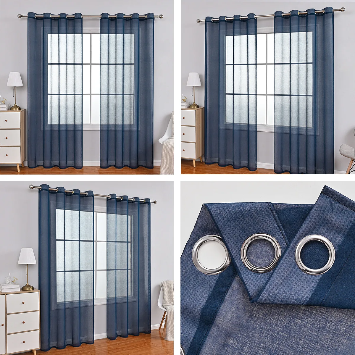 310 High Tulle Curtains Faux Linen Modern Bedroom Curtains Customize Size Accept Light Filtering Voile Drapes