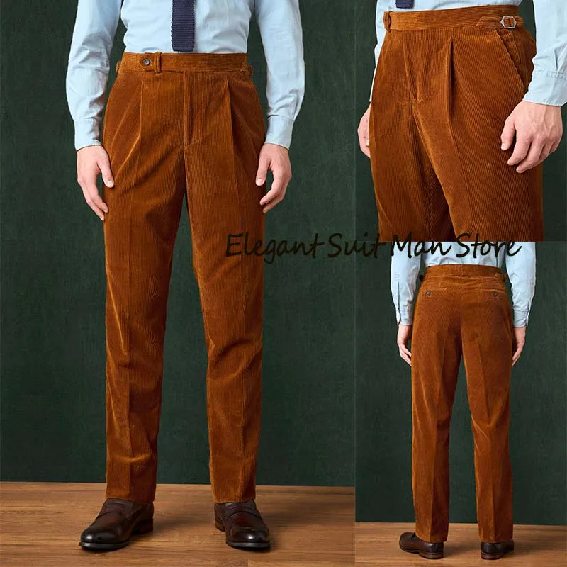 

Autumn Men's Pants Solid Color Retro Corduroy Straight Leg Trousers Tailored Plus Size Man Pants