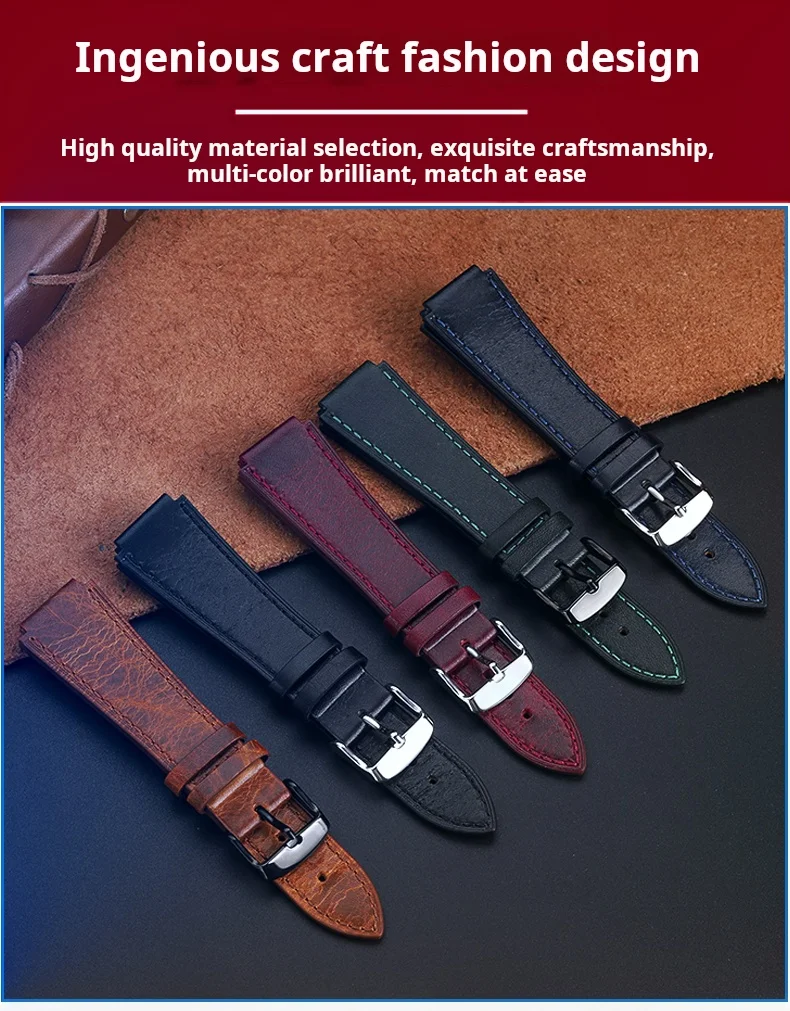 Retro-Uhrenarmband aus echtem Leder für Casio AE1200 AE1300/1000 A158W A168 W-216H, Vintage-Armband aus Rindsleder, 18 mm konvexes Uhrenarmband – Detail 2