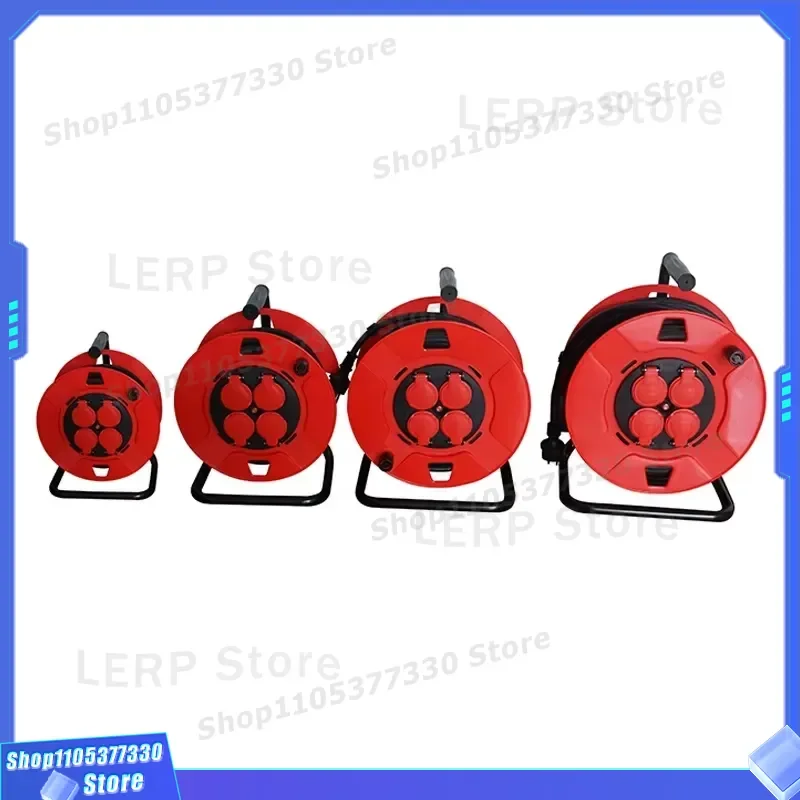 H07RN-F 3G2.5mm Heavy Duty Extension Cable Reel with 4 Schuko Sockets 25m Industrial Power Cord Drum for Workshop Use 25m