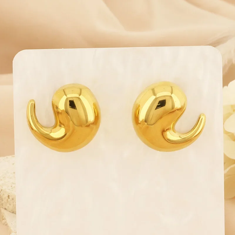 Pendiente de acero inoxidable con forma de gota de agua suave para mujer, pendientes encantadores, Color dorado y plateado, Boucle D'oreille Femmes
