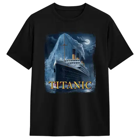 Mens T Shirt Titanic Cruise Ship Graphic Hit Iceberg April 15th 1912 T-Shirts Hippie  Beach Tees Y2K Casual Pure Cotton Clothes
