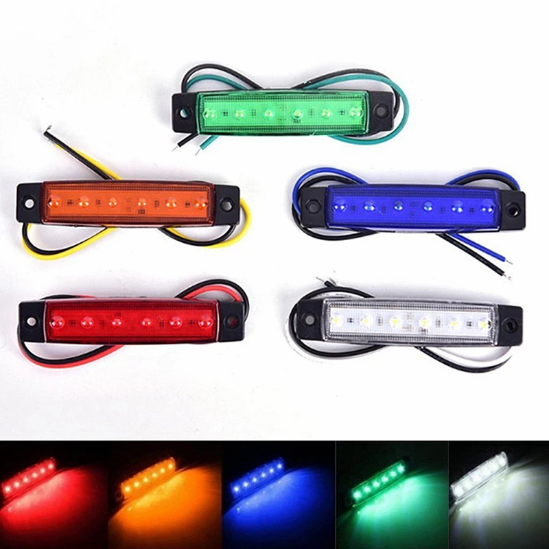 1Pcs Truck Trailer Side Marker Indicators clearance Light Car Brake Rear Highlight Tail Light 6LED 12V/24V Warning Signal Lamp