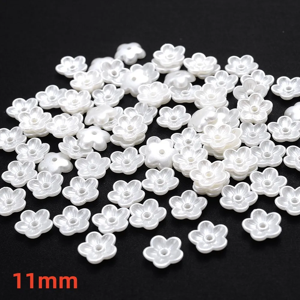 iYOE 100 stücke 28 Stil Blume Spacer Perlen Imitation Perle Weiß Acryl Blume Perlen Kappen Für Die Herstellung Von Schmuck Zubehör Diy tot