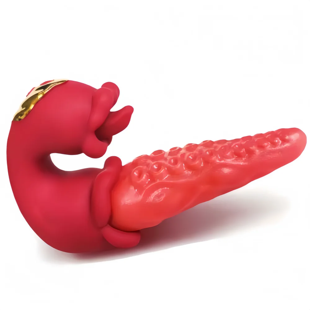 Tongue Vibrator 4 in 1 Insertion Tongue Vibrating Dildo Sucking Clitoral Stimulator G-spot Nipple Massager Female Masturbator