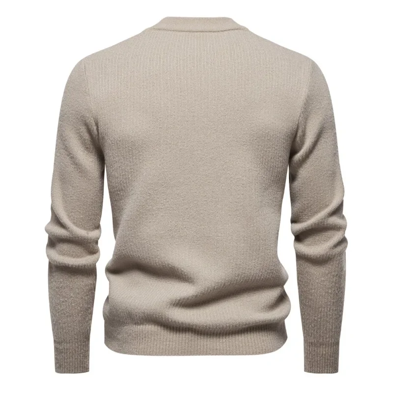 Mens Sweater New Autumn and Winter Knitted Sweater Round Neck Fashionable Warm and Slim Fit Pullover Oversized Sweater