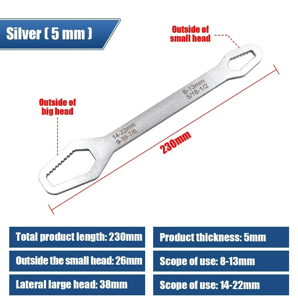 Klucz Torx uniwersalny 8-22mm, regulowany klucz płasko-oczkowy dwustronny, samozaciskowy klucz do okularów, narzędzie ręczne wielofunkcyjne