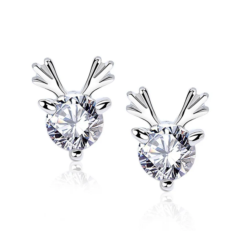 

Mozambican diamond a deer with your stud earrings 18K gold elk earrings jewelry Moissanite PT950 earrings