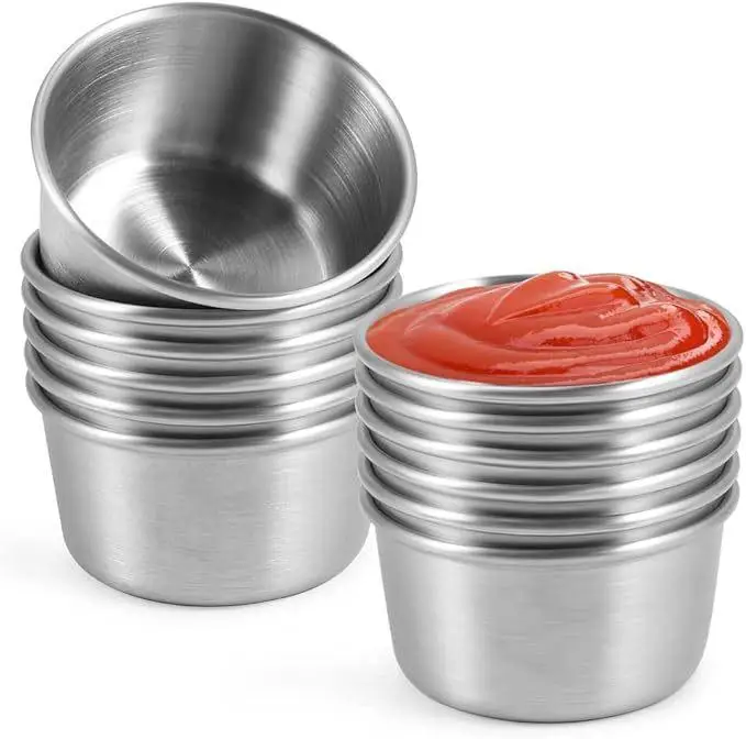 3-12PCS 40ml Stainless Steel Sauce Dishes,Mini Dipping Bowls Condiment Cups,Seasoning Plates for Ketchup BBQ Sauce Sushi Soy