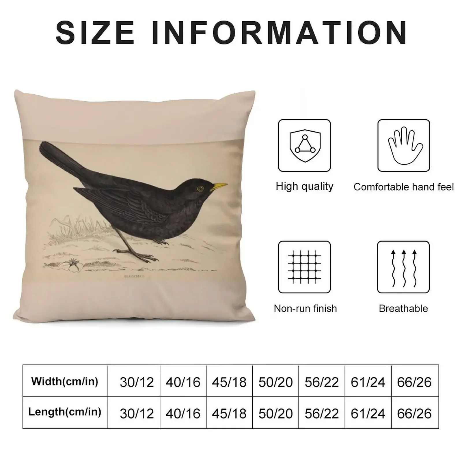 Naturalist Blackbird Throw Pillow Pillow Cases ornamental pillows Pillowcases Bed Cushions pillow