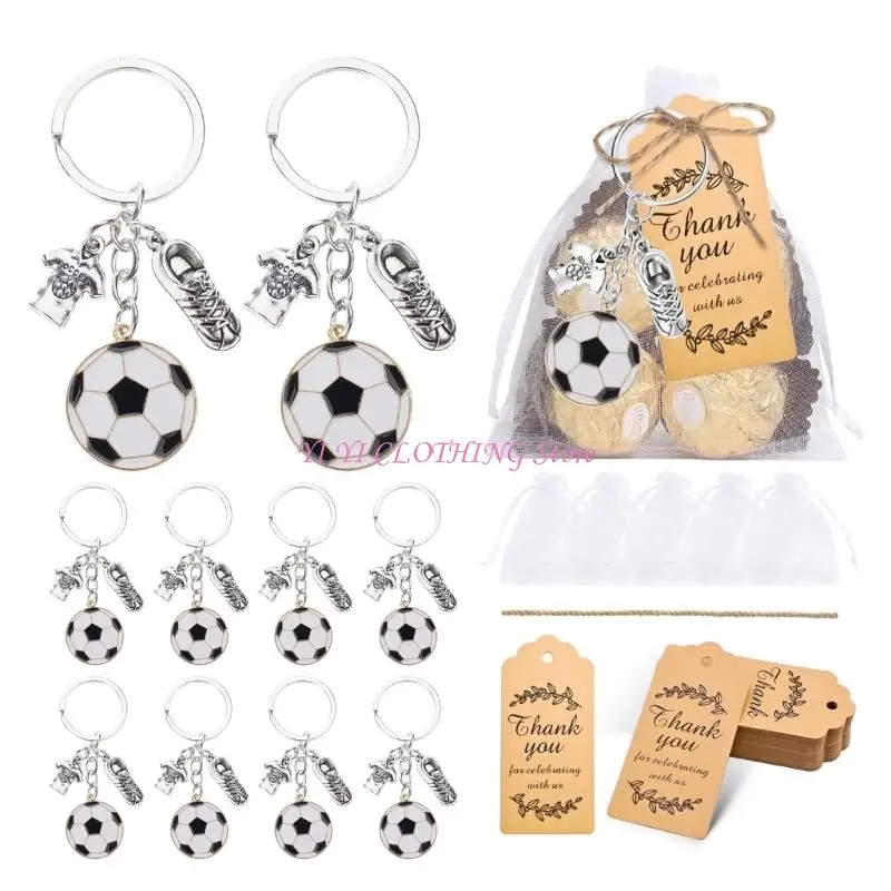 N5KF Pack of 10 Soccer Sports Theme Keychain Charm Crafted from Alloy for Bag Phone Attachment