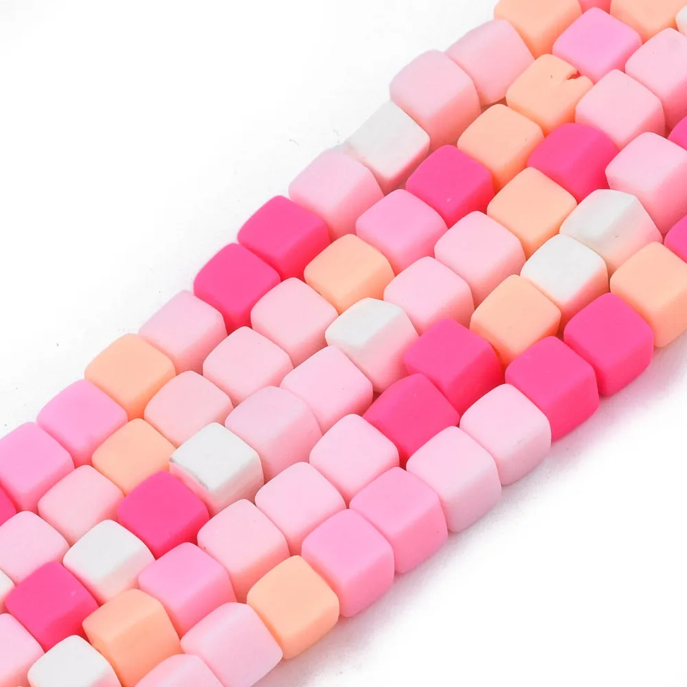 10 Strand Handmade Polymer Clay Beads Strands Cube Clay Beads 4x4x4mm For Jewelry Making Necklace Earring,about 89~91pcs/strand