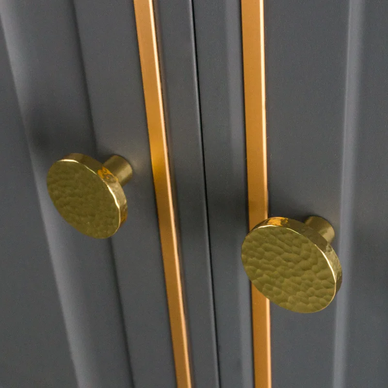 Nordic Pure Brass High-end Handmade Hammer Pattern Closet Dresser Hardware Drawer Cupboard Pull Cabinet Kitchen Furniture Handle