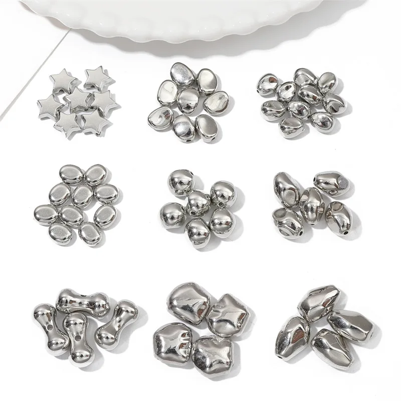 Irregular Metallic Luster Star Cross Square Charms for Jewelry Making Necklace Bracelet Spacer Beads DIY Materials Accessories