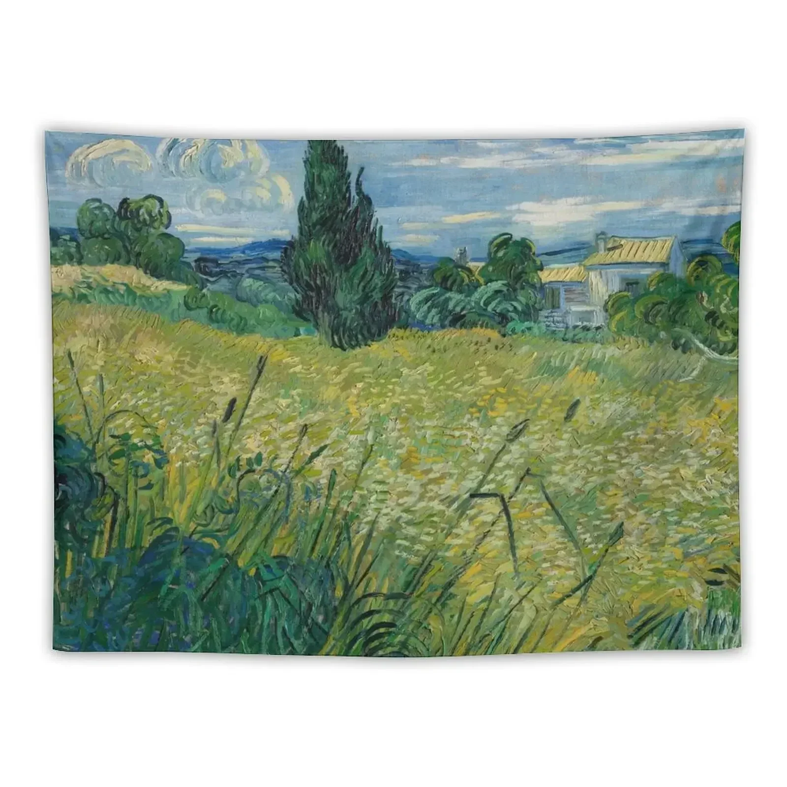 Green Wheat Field Landscape Painting Tapestry Nordic Home Decor Decoration Wall Tapestry