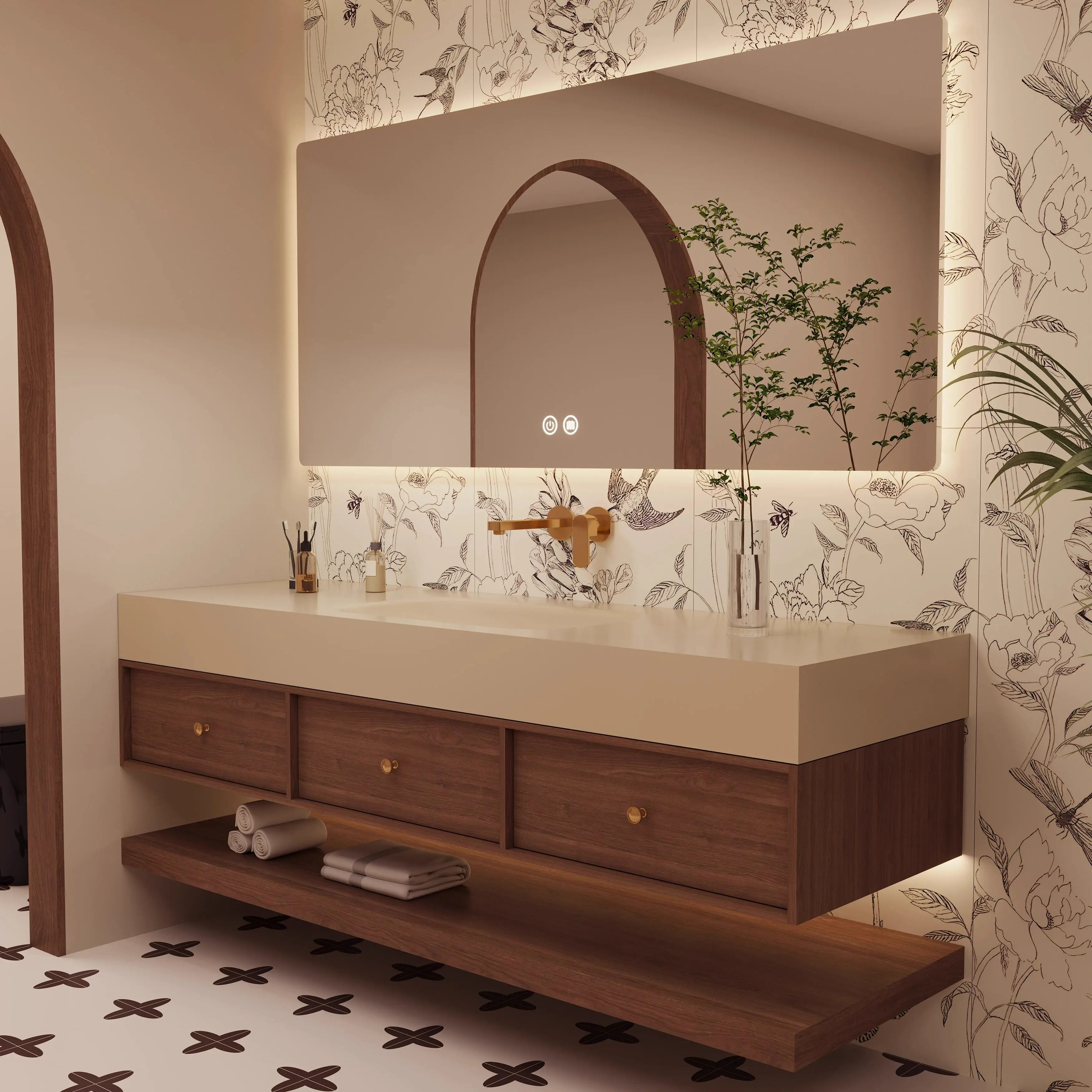 

bathroom cabinet, rock slab hot bending integrated basin, bathroom washbasin washbasin cabinet combination