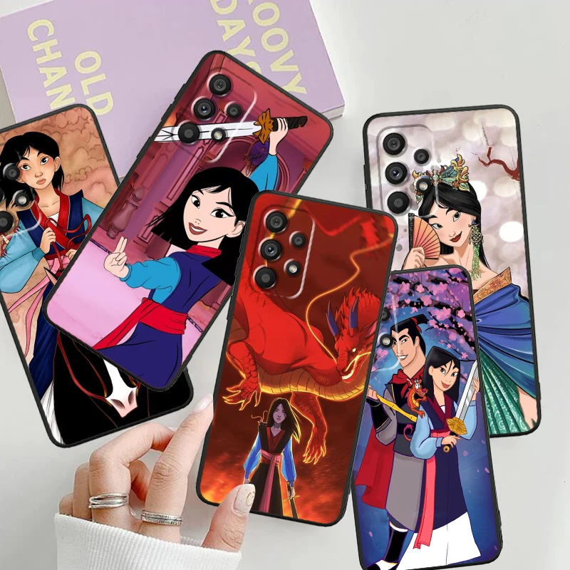 Disney Mulan Beautiful Cartoon For Samsung A53 A52 A33 A32 A51 A71 A21S A13 A73 A55 A22 A23 A35 A72 A54 A12 5G Black Cover