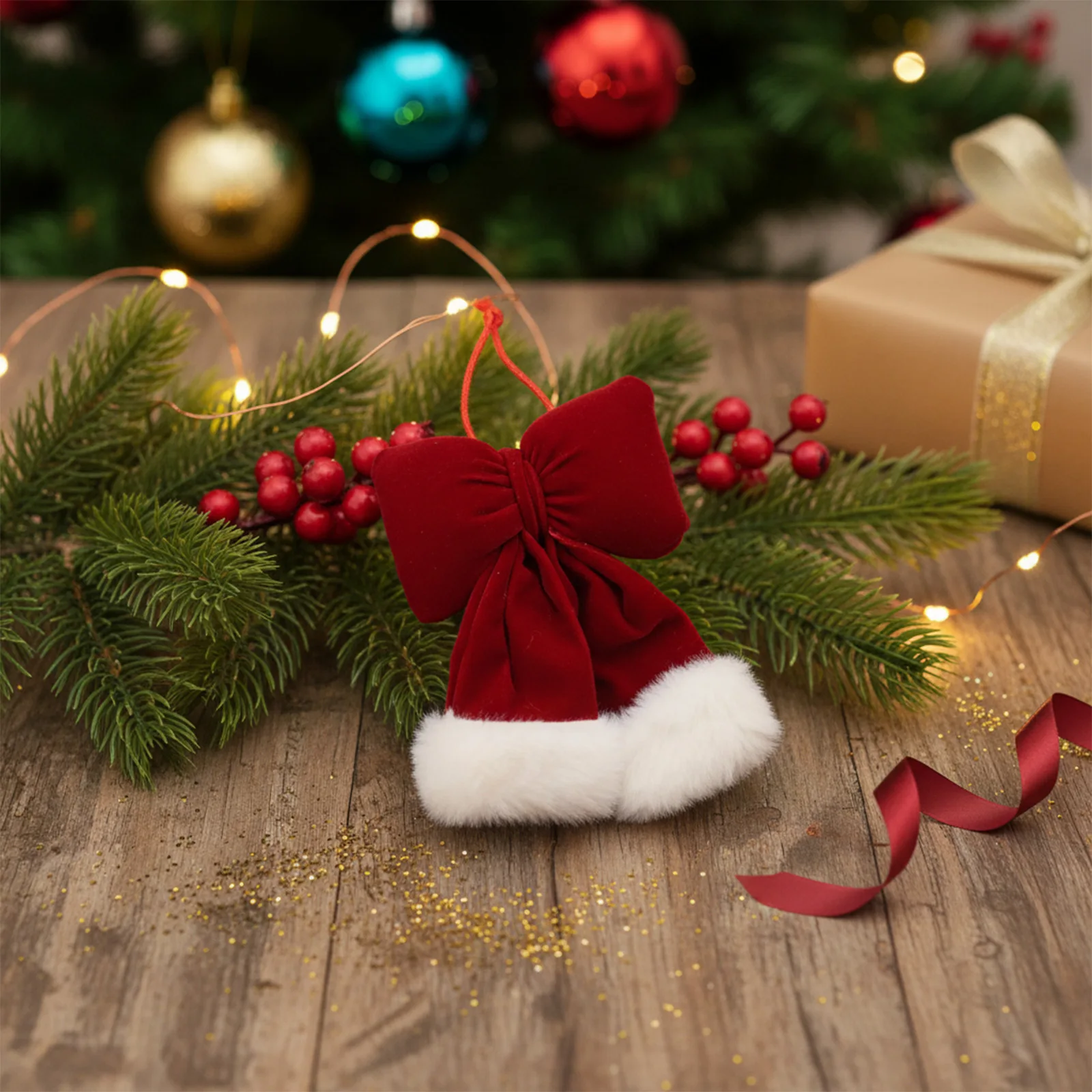 Charming Holiday Decor Item Christmas Tree Decor Decorative Pendant Elegant Bow Shape Holiday Celebration Accessory