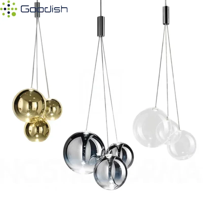 

Modern Simplicity Style Glass Bead Spherical Shape LED Pendant Lights Creative Lamps for Living Room Home Decoration Chandelier