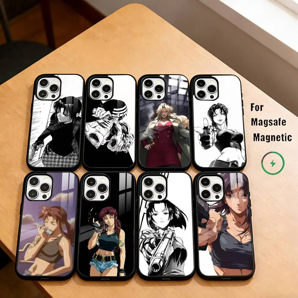 

The good anime B-Black L-Lagoon Phone Case Magnetic For Magsafe Wireless Charging For iPhone17,16,15,14,13,12,11 Plus,Pro