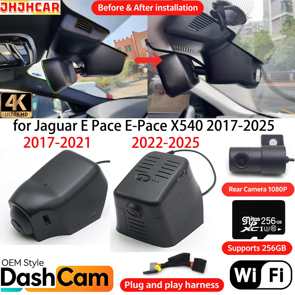 for Jaguar E Pace E-Pace X540 2017-2025 Wifi OEM DVR 4K Dash Cam Front Rear Camera Night Vision Video Recorder Loop Recording