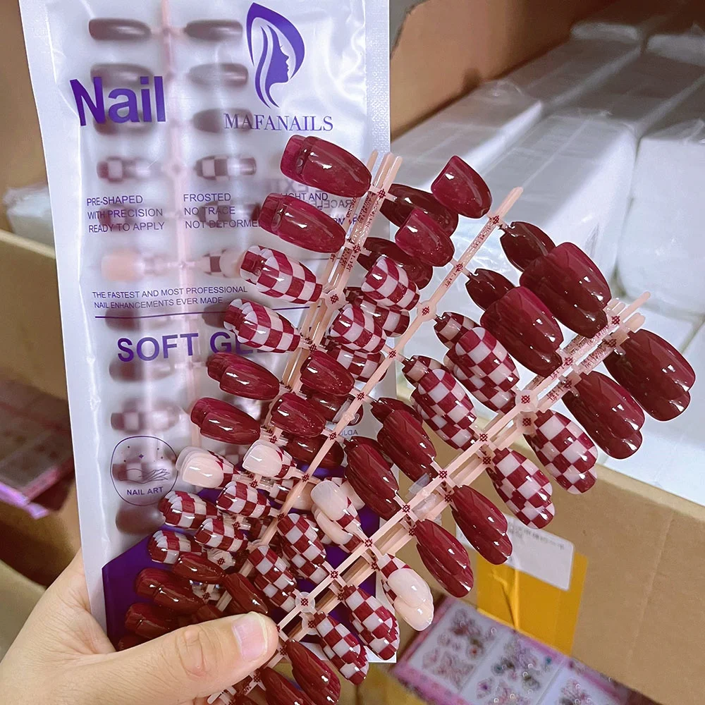 120 個ブラックフレンチヒントプレス爪アクリルロング棺スクエア偽爪フルカバーウェアラブルバレリーナ付け爪エクステンション