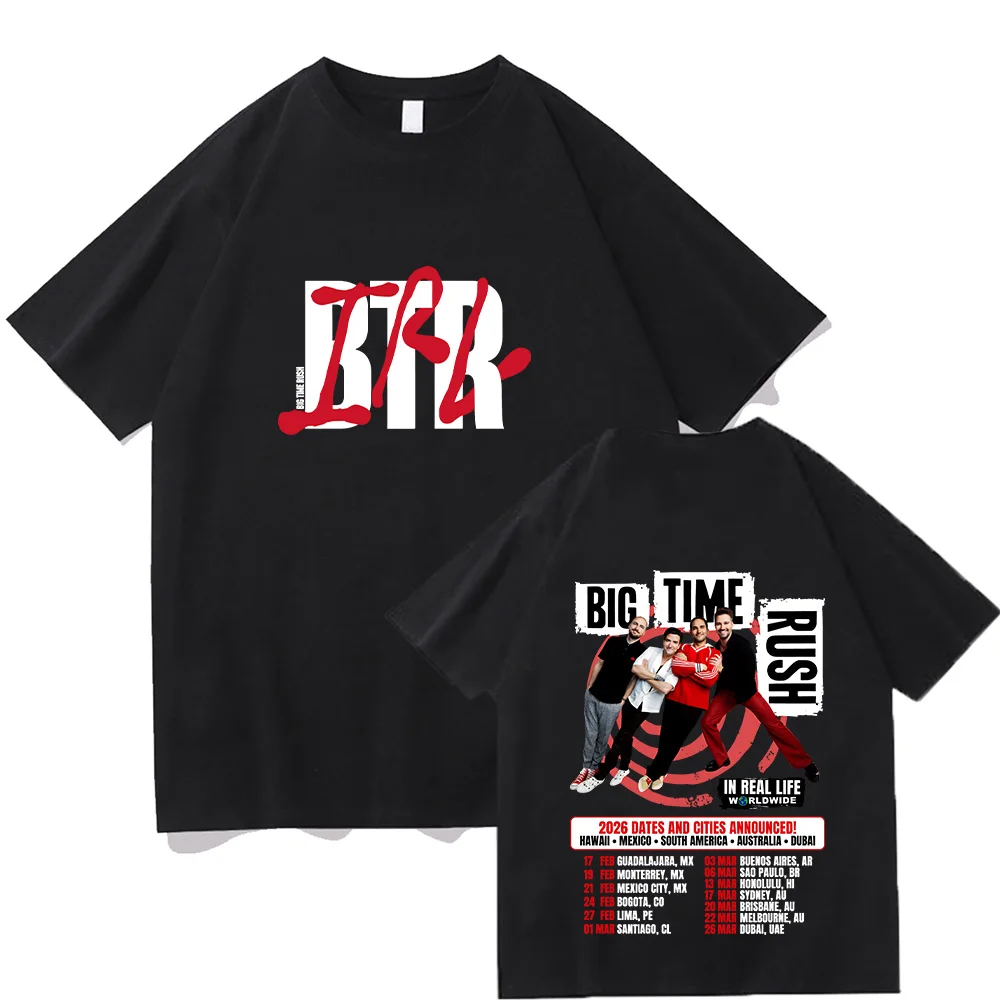 BTR en la vida Real en todo el mundo 2026 Tour camiseta Big Time Rush algodón verano camisetas de manga corta de alta calidad mujeres hombres Y2K ropa de calle