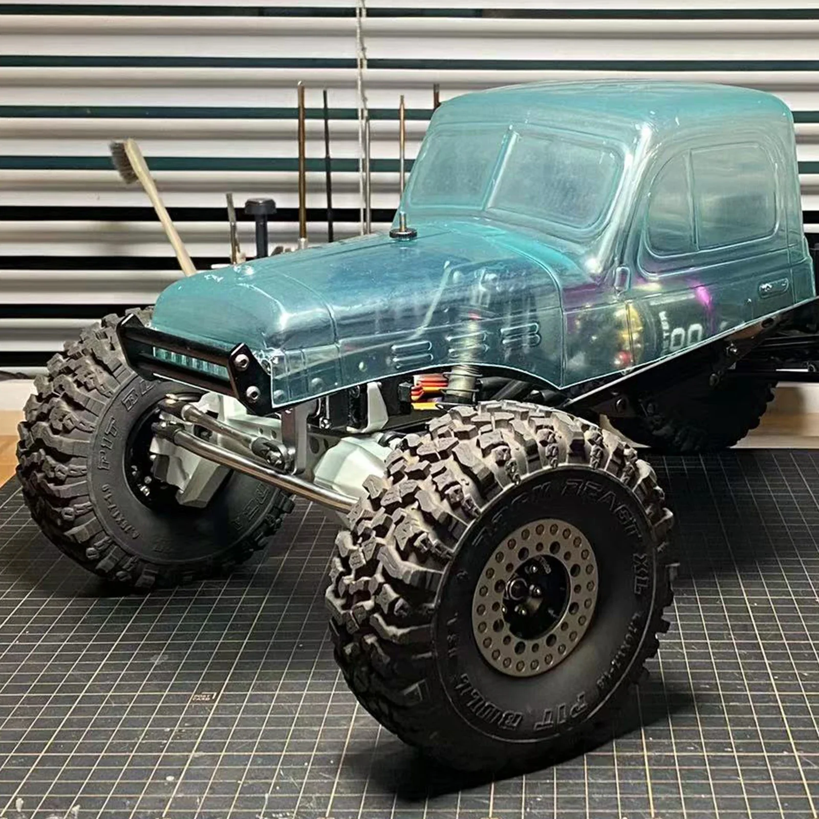 Bumper depan paduan aluminium LCG sangat sederhana Bumper Bull bar untuk 1/10 RC Crawler Gspeed SCX10 Dodge Power Wagon FJ40 Body