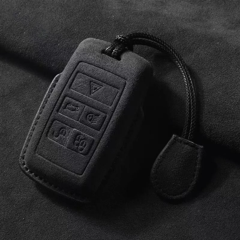 Car Key Case For 2025 Land Rover Range Rover Sport Evoque Freelander Keyless Suede Leather Cover Shell Keychain Car Accessories