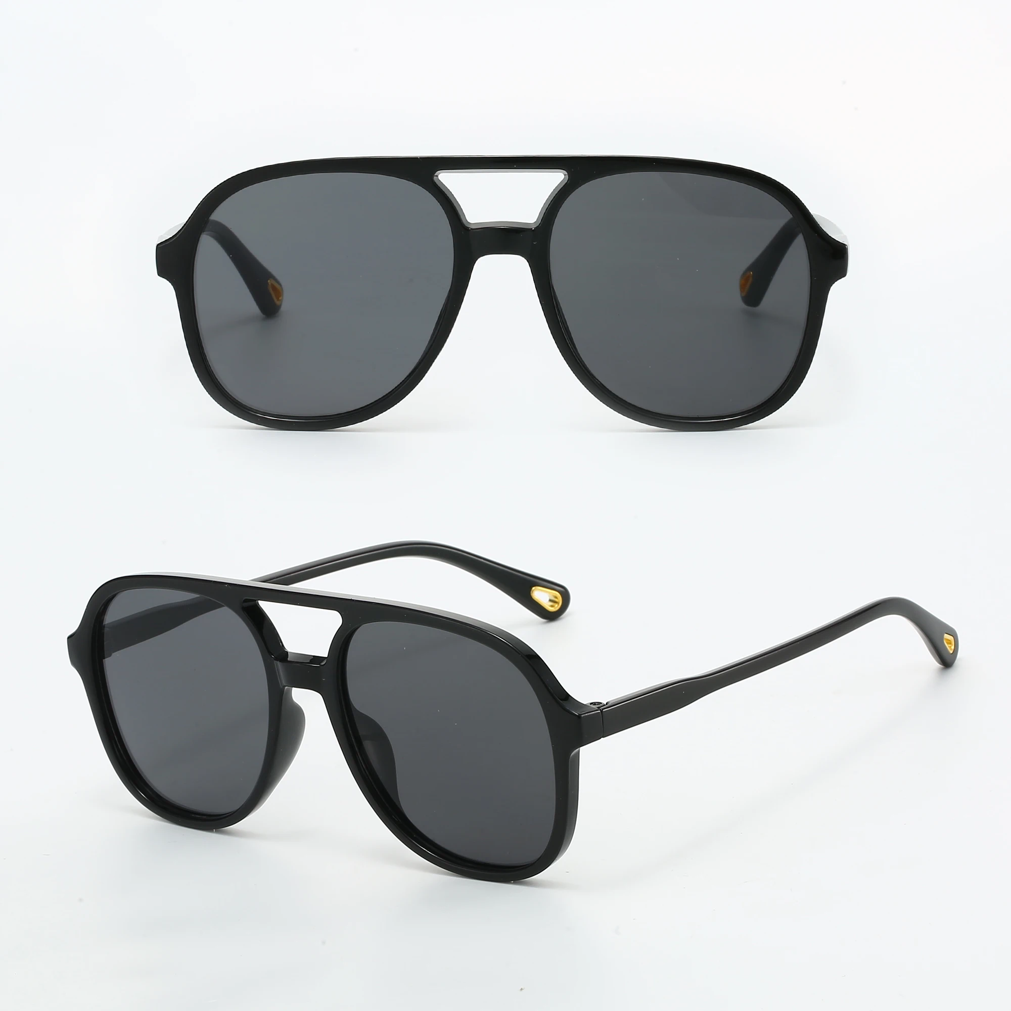 Lunettes de soleil rectangulaires rétro unisexes à double pont, simples et basiques, noires, adaptées à la conduite et aux voyages, 1 pièce