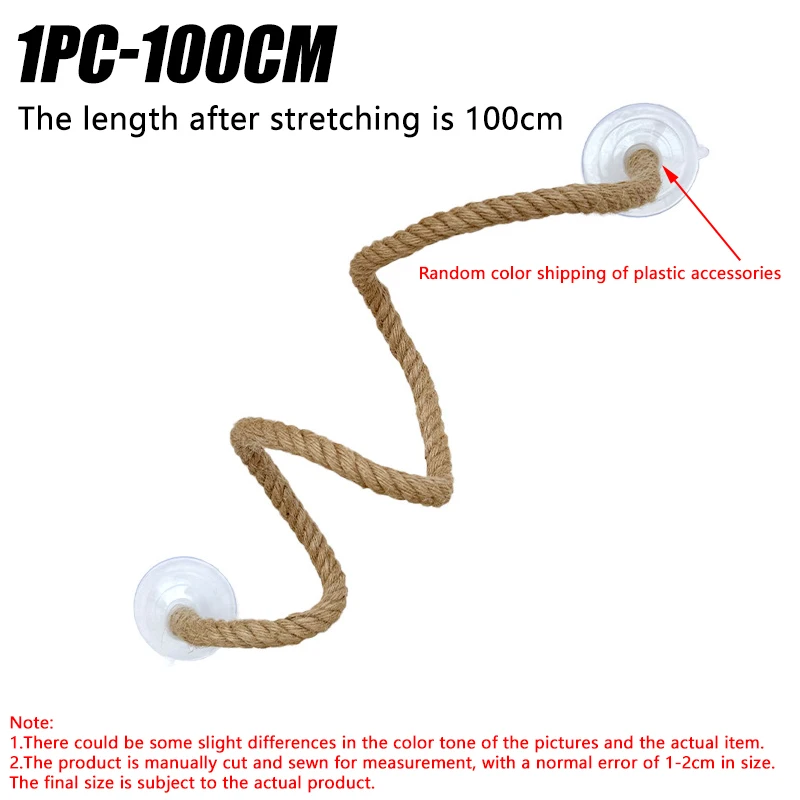 1PC Linnen Touw DIY Buigbare Zitstok voor Vogels Antislip Comfortabele Grip Zuignap Vogelklimtouw Stabiel Duurzaam