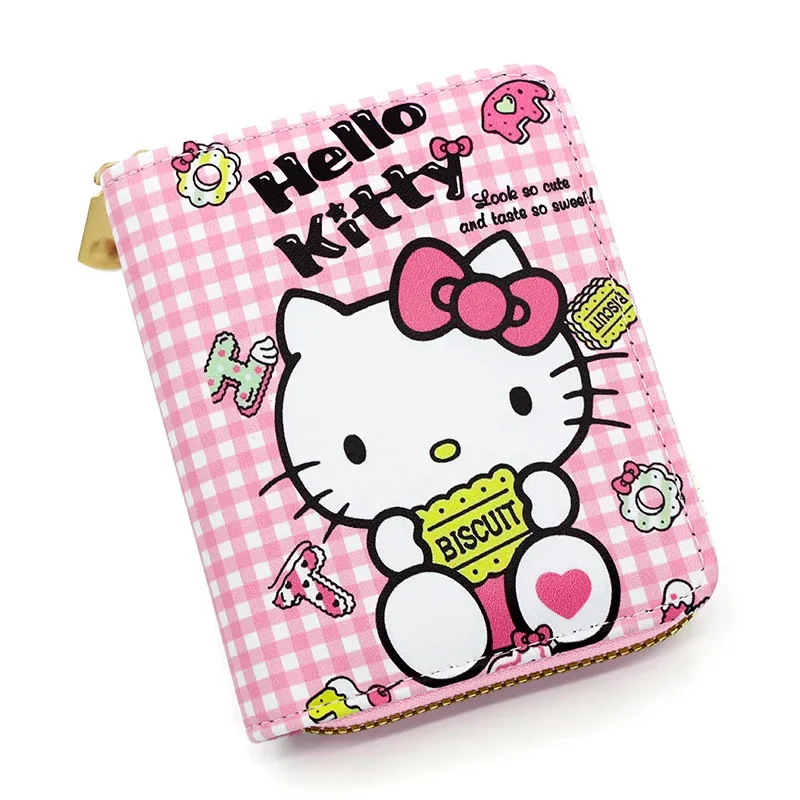 Women Girls Sanrio Hello Kitty Small Wallet Luxury Wallet Women Designer Brand Famous Kawaii Cute Handbag Short Gifts for Her