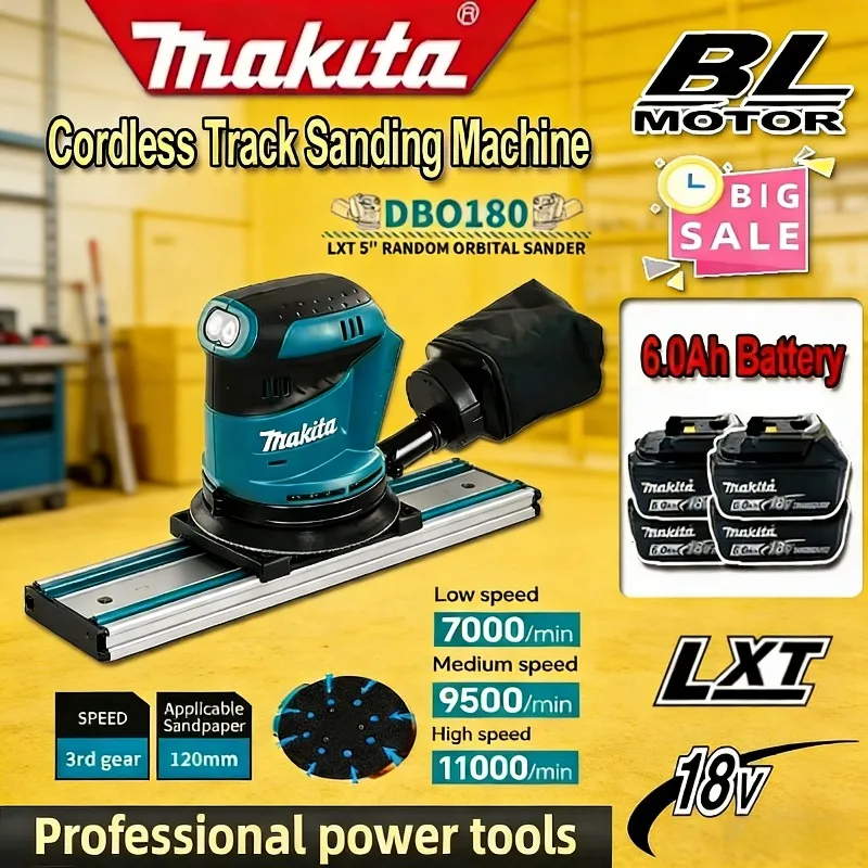 

Бесщеточная эксцентриковая шлифовальная машина Makita 18В DBO180Z (без АКБ и ЗУ) для обработки дерева, шлифовки и полировки