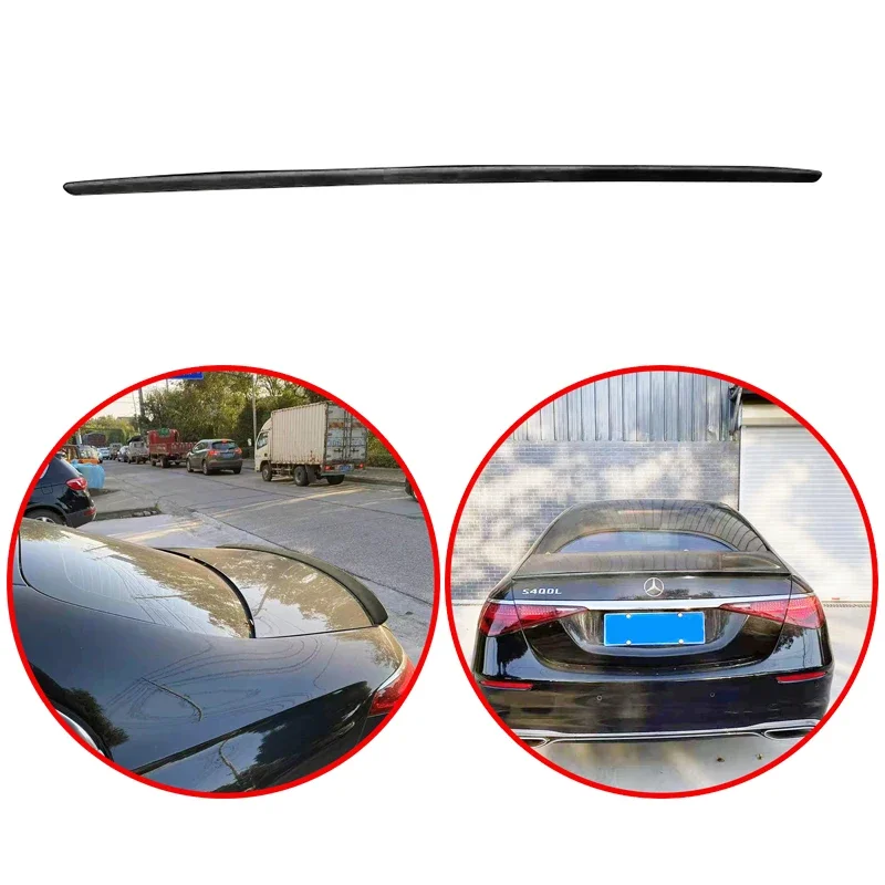 

High Quality ABS Car Rear Wing Spoiler Glossy Black Carbon Fiber Look For Mercedes-Benz S-Class W223 S480 S500 S680 2021+