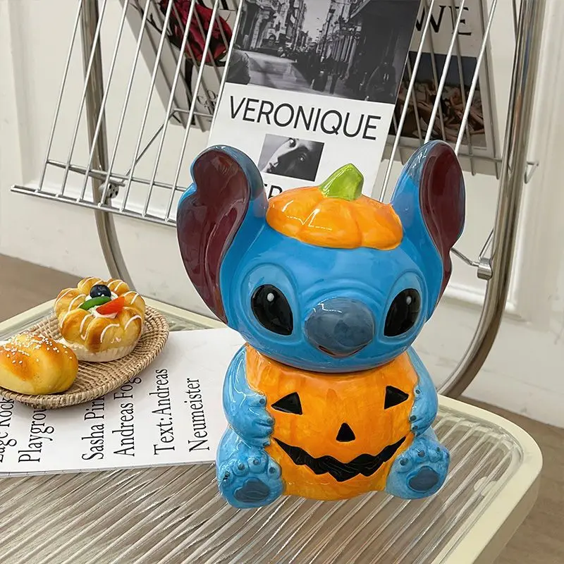 

Stitch Storage Jar Cartoon Kawaii Creativity Ceramic Anime Storage Jar Decorative Ornament Kawaii Gift Candy Jar Pumpkin Shape