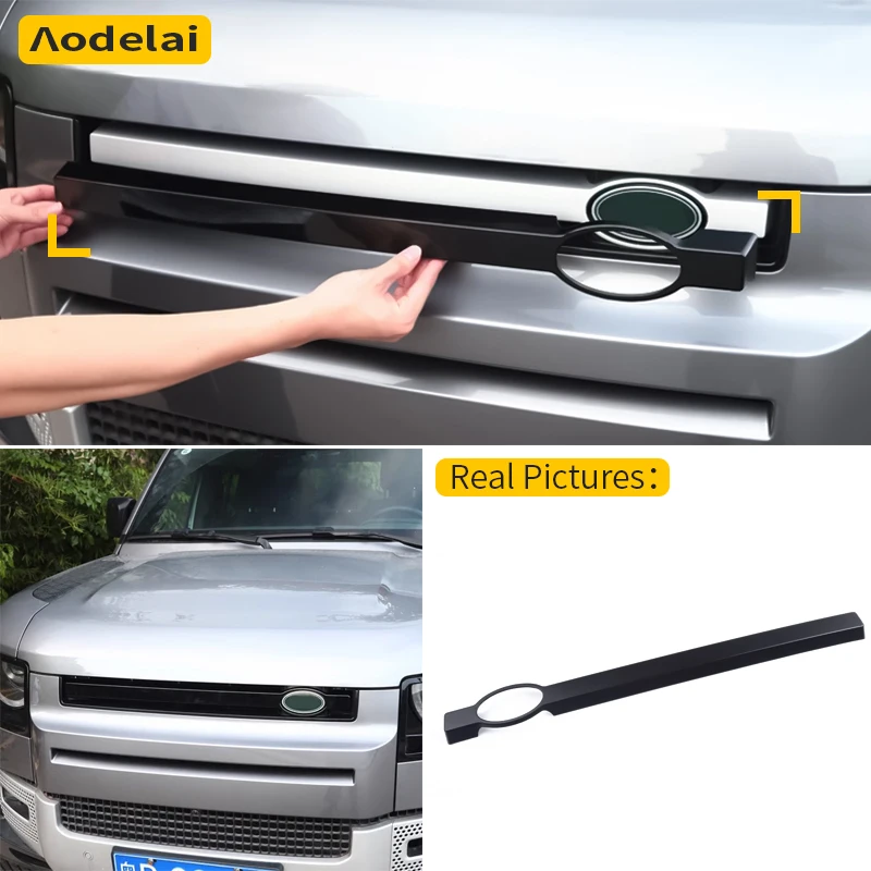 

1Pcs ABS Car Front Grille Cover Decorative Trim Strips For Land Rover Defender 90 110 130 20-25 Auto Modification Accessories