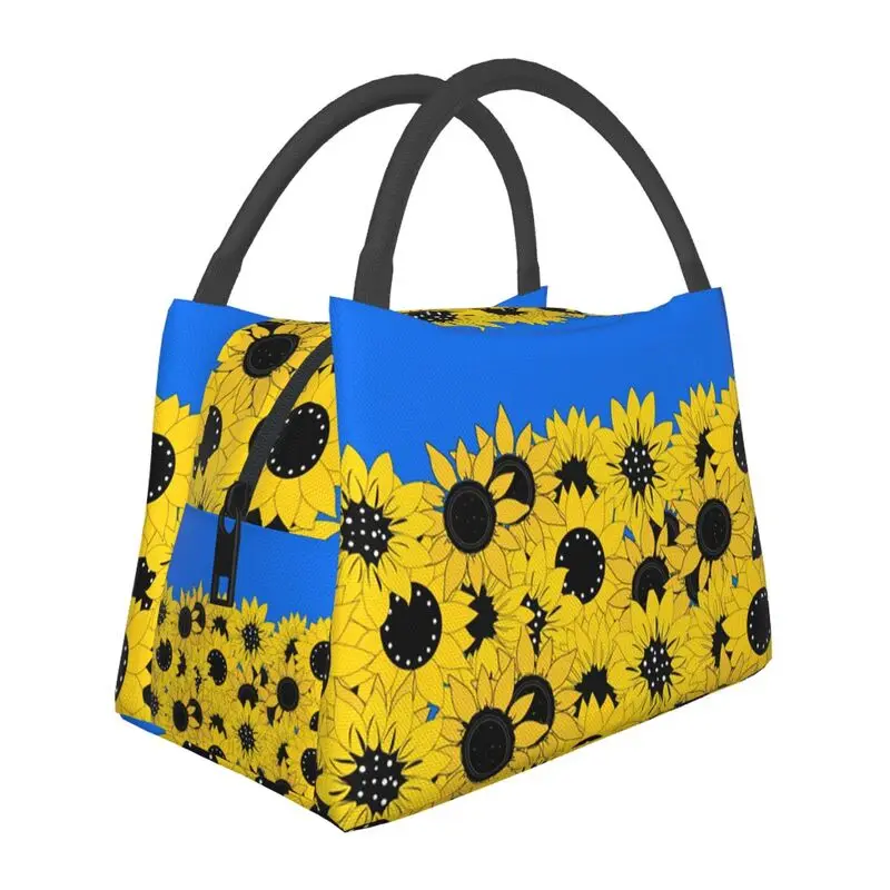 

Blue Sunflower Printed Insulated Lunch Bags for Outdoor Picnic Ukraine Flag Resuable Thermal Cooler Bento Box Women