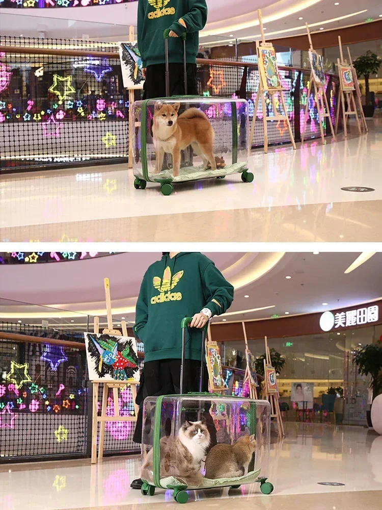 Pet Trolley Case Transparent Cat Bag Out Portable Large Capacity Space Capsule Dog  Backpack Portable Suitcase