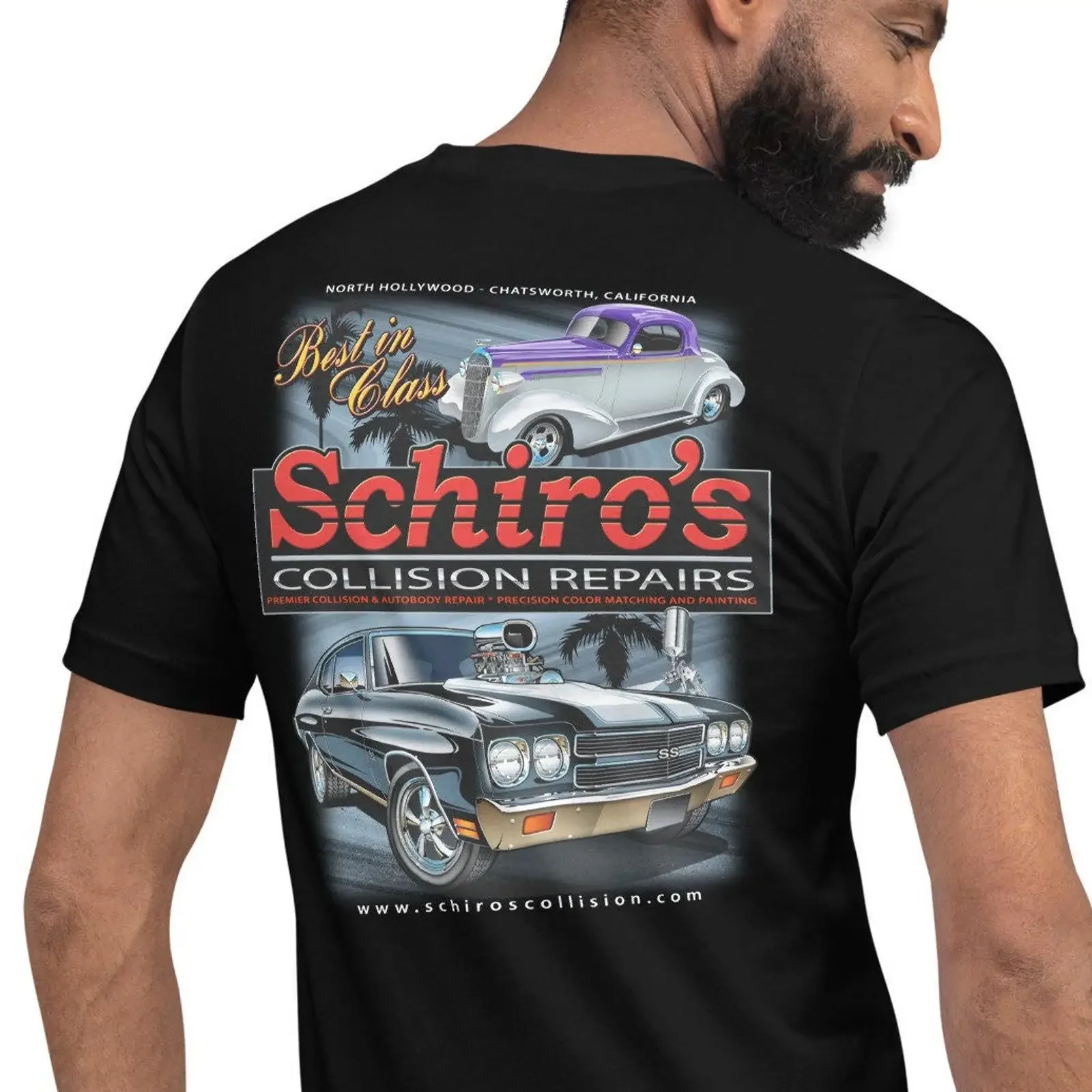 Vintage Schiro's Collision Repairs T Shirt Classic Car vintage Washed Unisex Versatile Slightly fashion designer clothes Soft