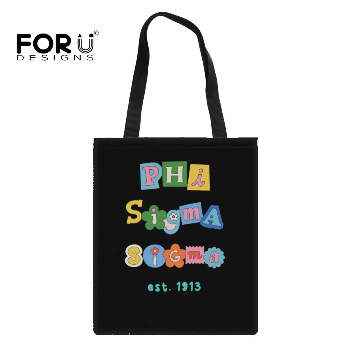 FORUDESIGNS Teen Girls Tote Bag Shopping Phi Sigma Sigma 1913 Sorority Fashion Travel Canvas Bag Package Handbag Beach Bag