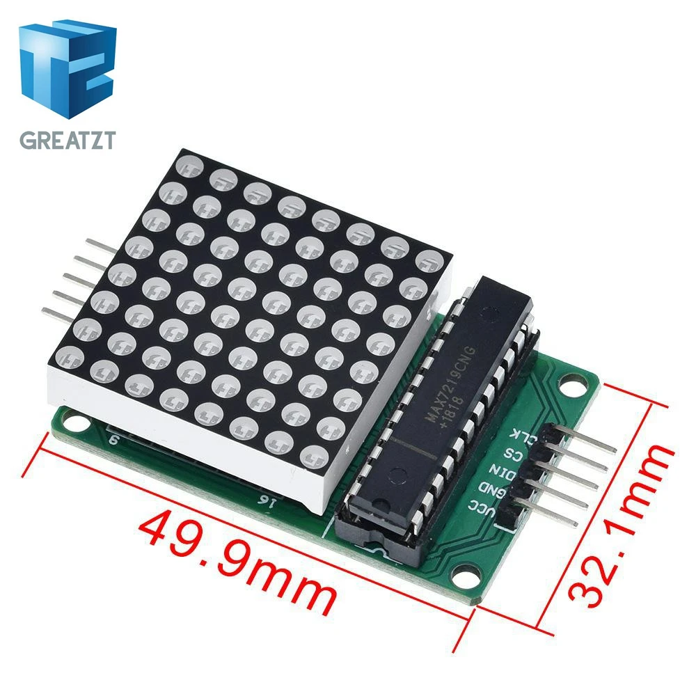 8x8 8*8 MAX7219 Dot Led Matrix Module MCU LED Display Control Module For Arduino 5V Interface Module Output Input Common Cathode