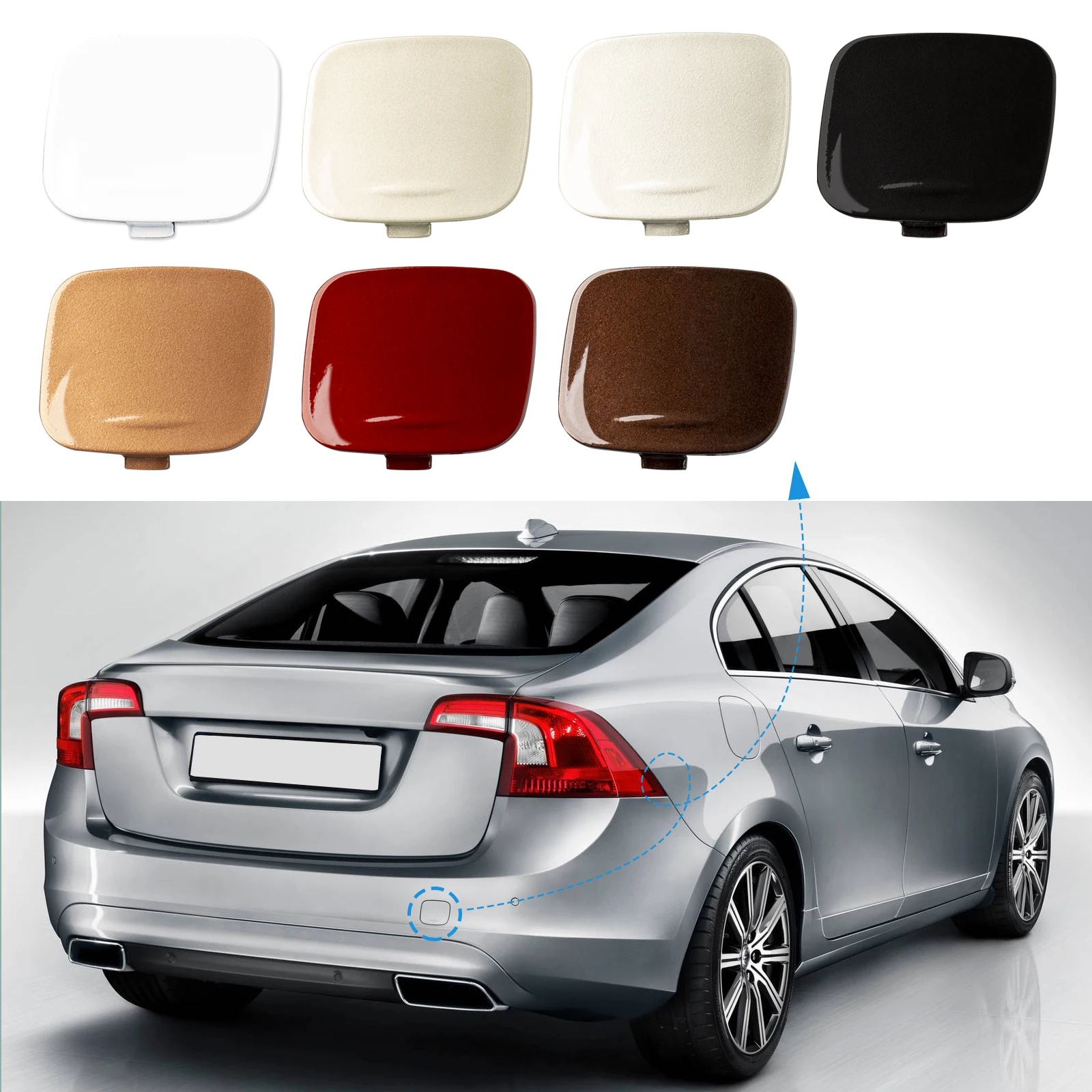 Rear Bumper Tow Hook Cover Cap Towing Eye For VOLVO S60 Accessories 2011-2018 39802591 30795029 Right Passenger Side