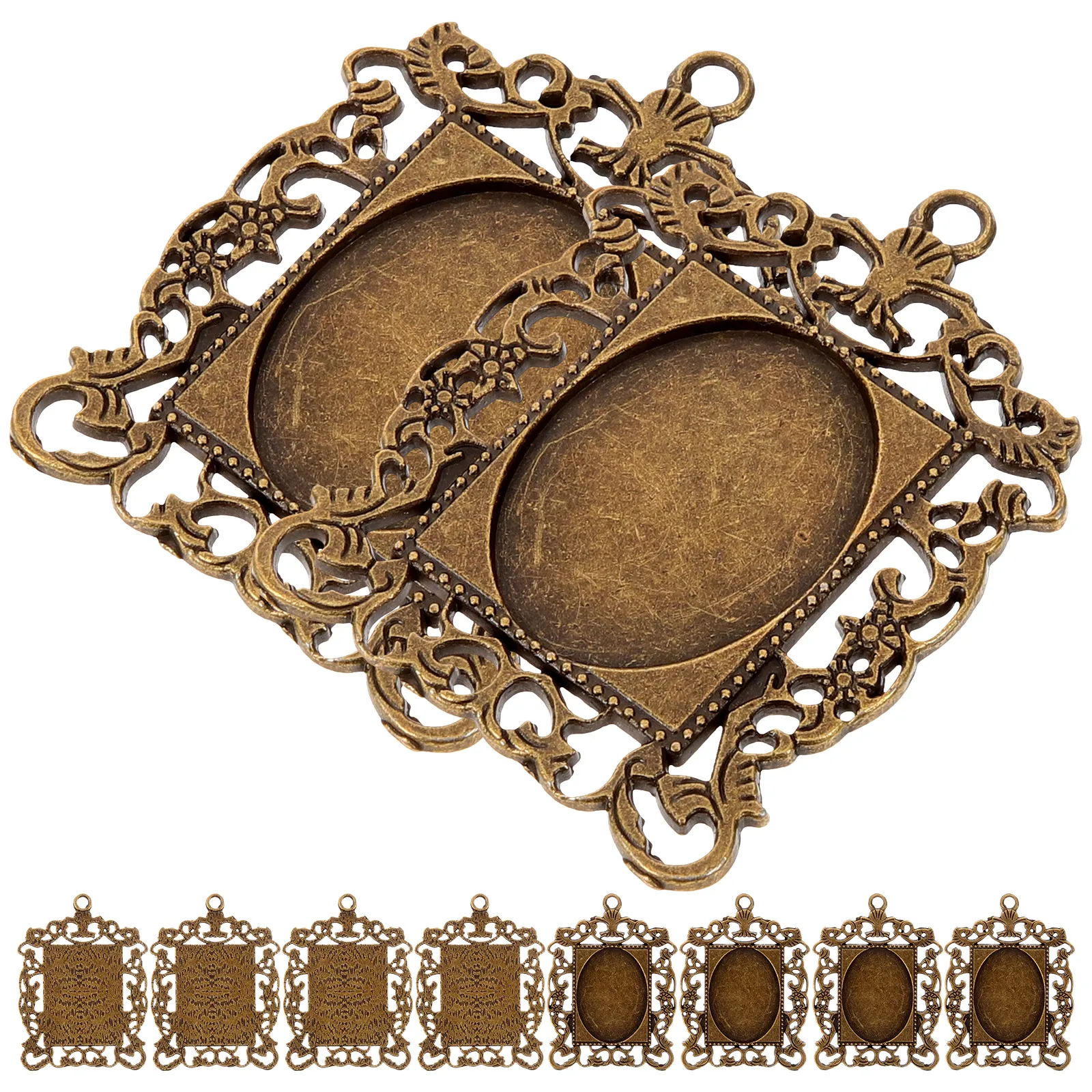 

10pcs Oval Bottom Holder Jewelry Making Bezel Base Alloy Craft Tray For Pendant Necklace Keychain Resin Diy Accessories Durable