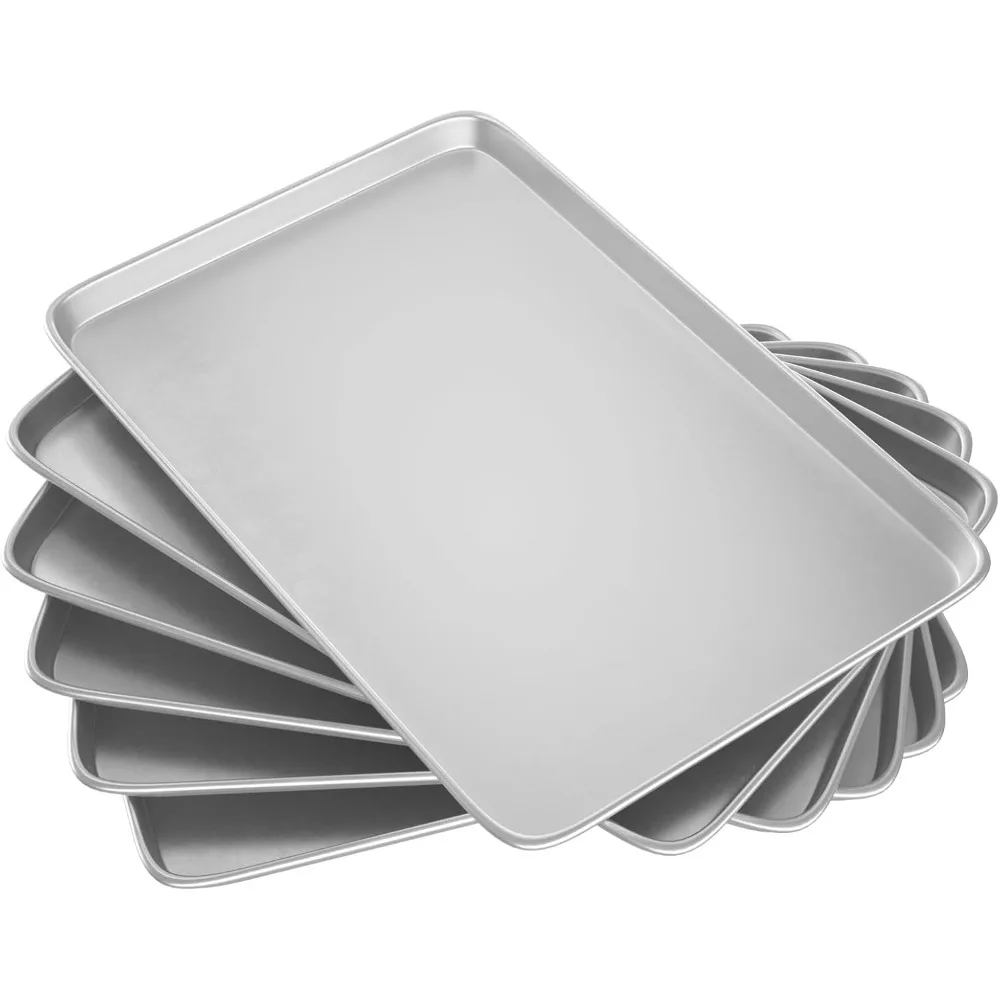 

CROSSON 16× 24 Inch Cookie Sheet Pans Set of 6-Baking Tray Jelly Roll Pan Set Commercial Grade Aluminum Coated Statinless Steel