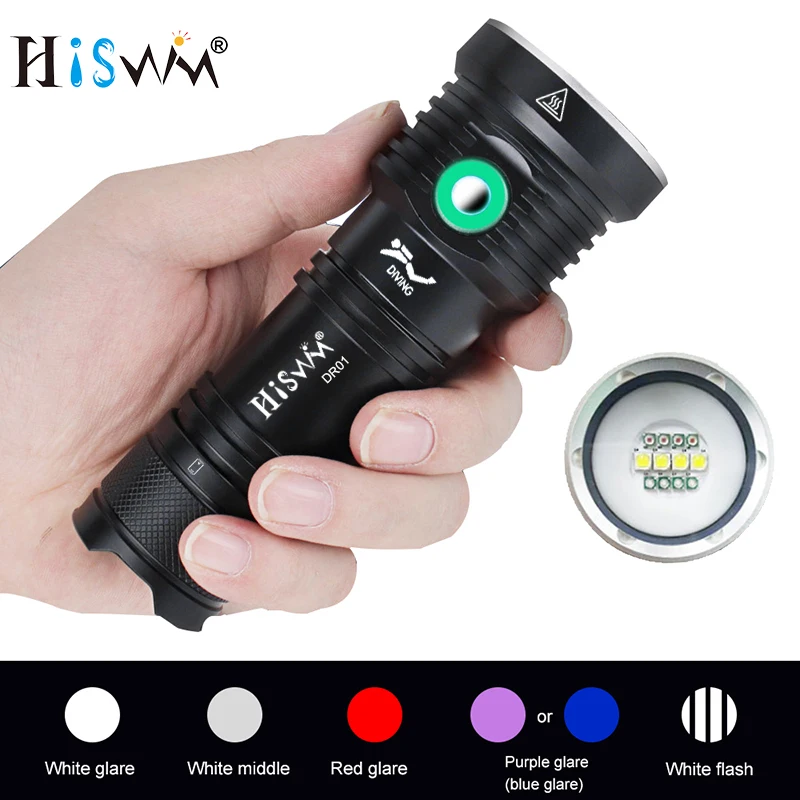

HISWN DR01 2500LM Ultra bright diving flashlight IPX8 Waterproof The fill light can be used for diving photography
