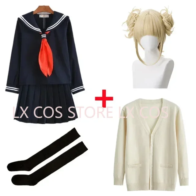 Anime My Hero Academia Himiko Toga Cosplay Costume JK Uniform Skirts Sweater Coat Halloween Christmas Clothes Women Girls