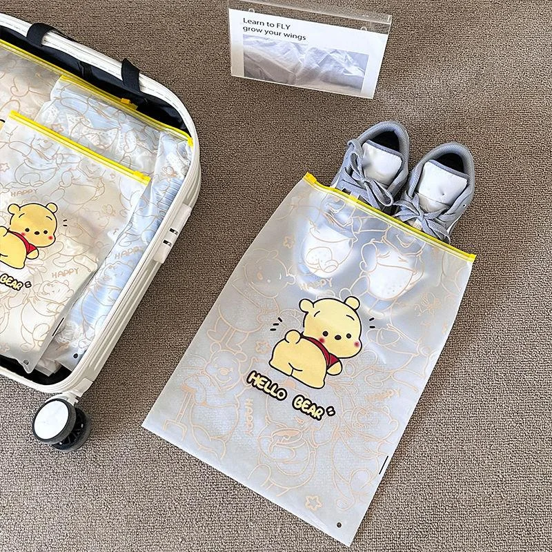 5pcs Disney Pooh Winnie Bear Shoe And Clothing Storage Bag Cute Travel Dirty Clothes Sorting Bag Sealed Waterproof Packaging Bag