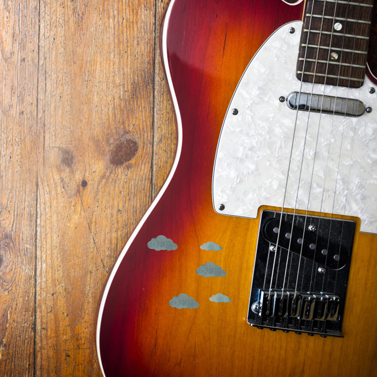 

White Shell Cloud Shaped Fretboard Decals 1 Sheet for Guitar Ukulele Electric Bass Neck Sticker Kit DIY Self Adhesive Music