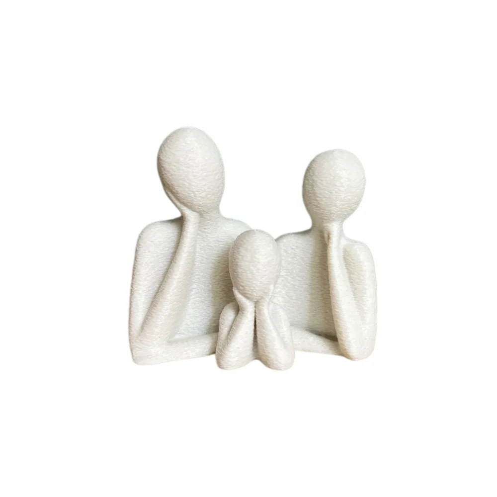 Couple Embracing Sculpture Abstract Family Sculpture 3D Printed Resin Sculpture of A Family of Three Unique Plastic
