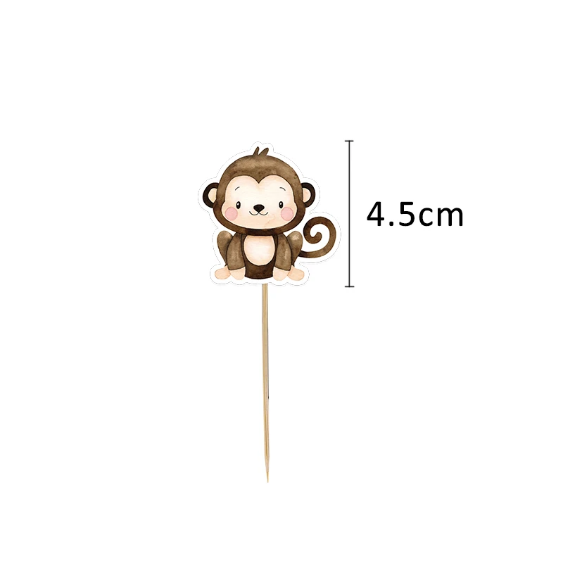 24 stks Karton Wild Dier Cake Toppers Cupcake Topper Voor Kinderen Jungle Safari Bos Verjaardagsfeestje Decoratie DIY Cupcake Supply